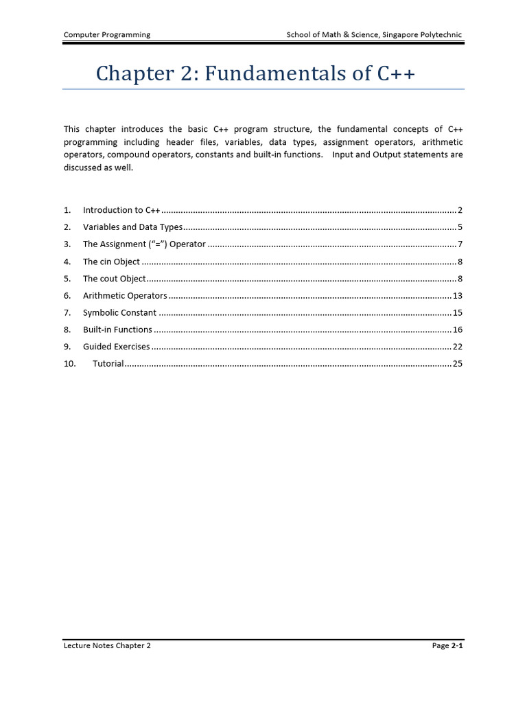 02chapter 2 - Notes - Copy (1) (3) | PDF | C++ | Computer Program