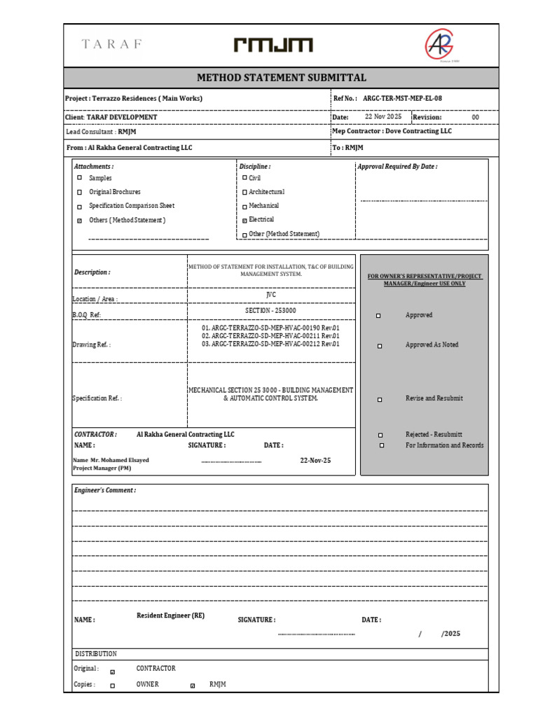 Method Statement for Building Management System Installation | PDF ...