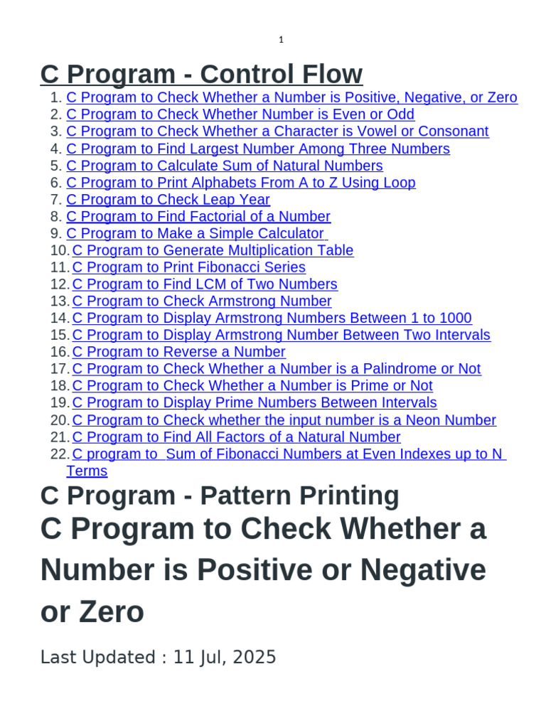 C Control Flow Programs in C | PDF | Integer (Computer Science ...