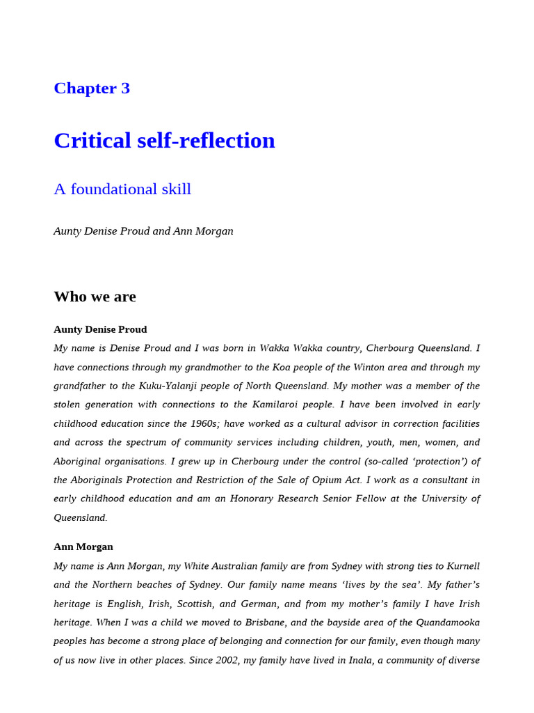 Critical Self-Reflection in Education | PDF | Indigenous Australians ...