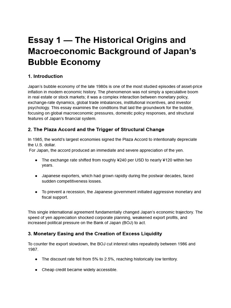 An Essay Wroten by Chat GPT | PDF | Economic Bubble | Bank Of Japan