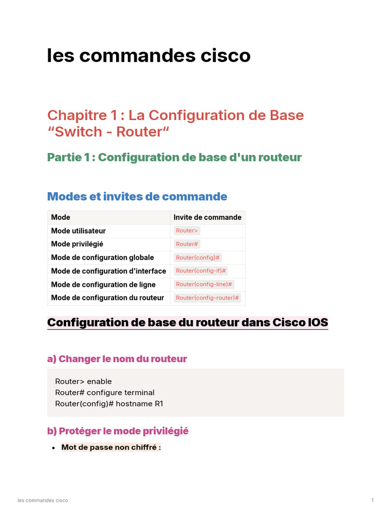 Commandes Cisco pour Routeurs et Switches | PDF | Standards Internet ...