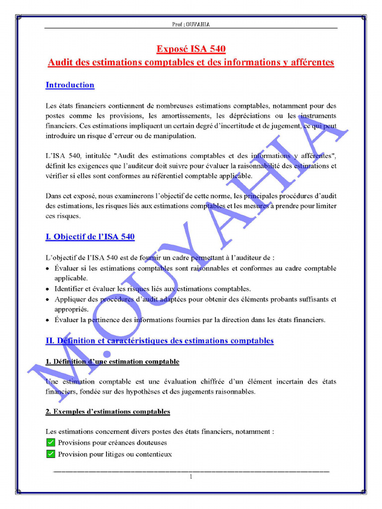 Exposé ISA 540 Stud | PDF