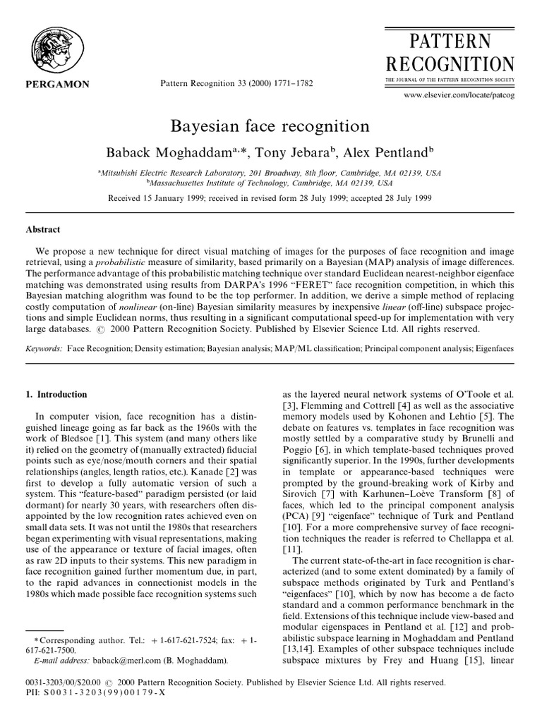 Bayesian Face Recognition | PDF | Principal Component Analysis ...