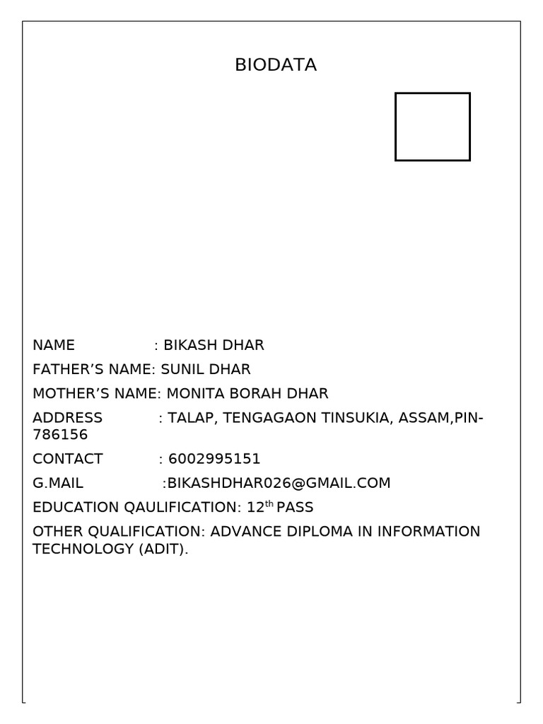 Biodata | PDF