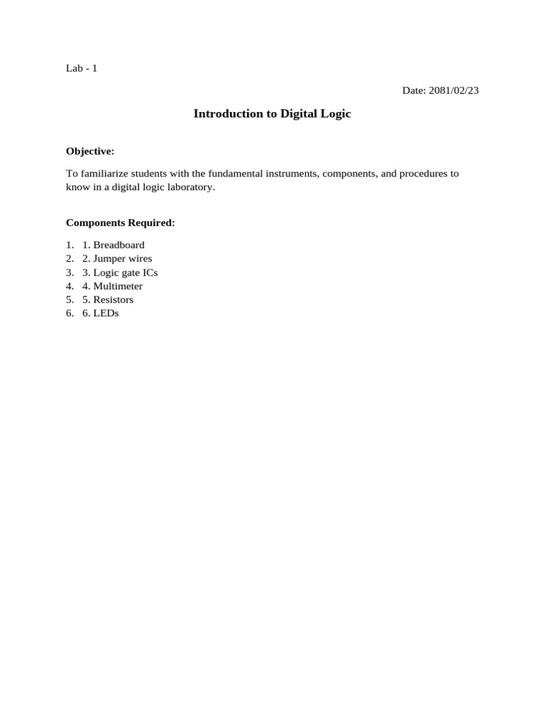 Digital Logic Lab: Tools & Gates Overview | PDF | Logic Gate ...