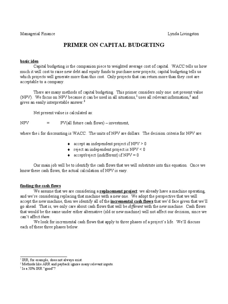 Capital Budgeting and NPV Explained | PDF | Net Present Value | Capital ...