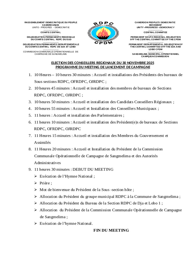 Lancement de la campagne RDPC à Sangmelima | PDF | Échecs | Théorie ...