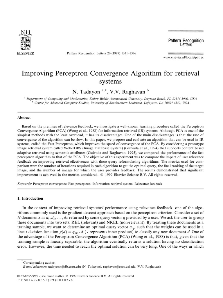 Fast Perceptron Algorithm for IR Systems | PDF | Information Retrieval ...