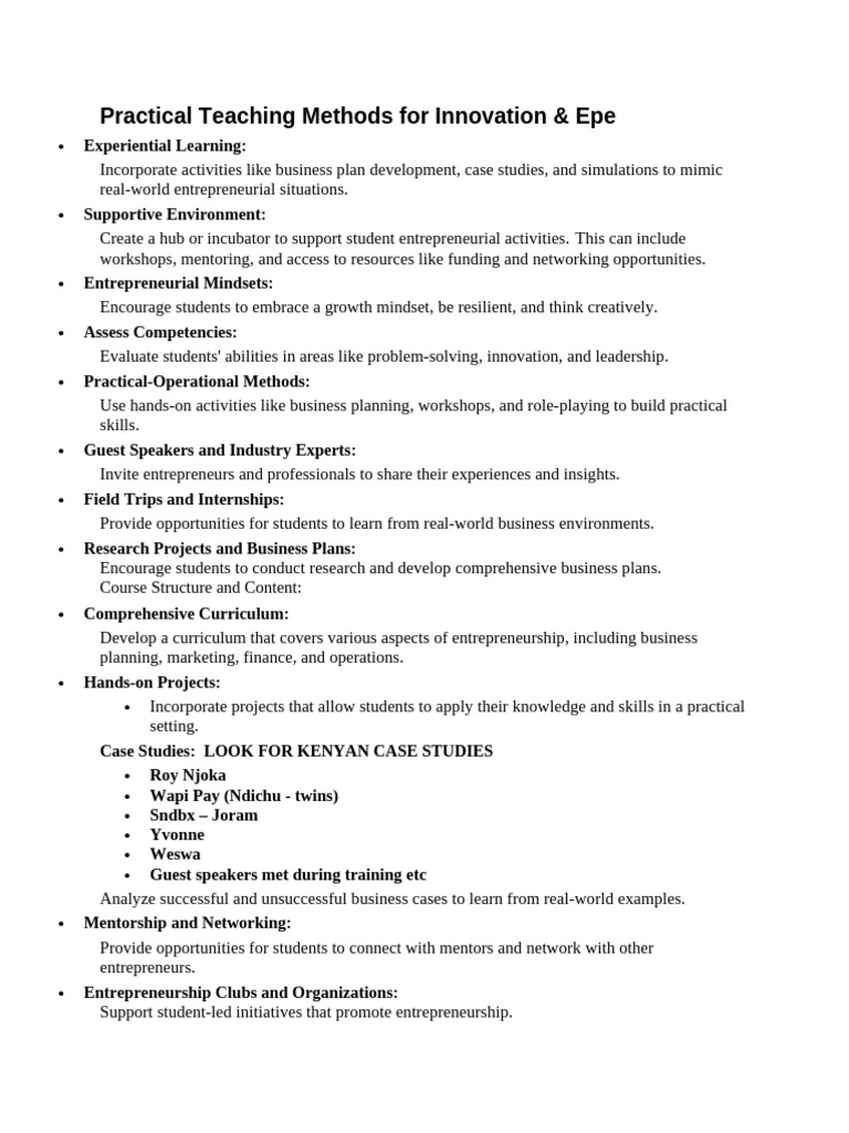 Teaching Methods for Innovation & Epe | PDF
