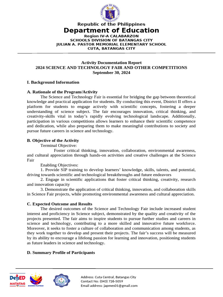 PAWIM-Science Fair Sept 30, 2024 | PDF | Science | Cognition
