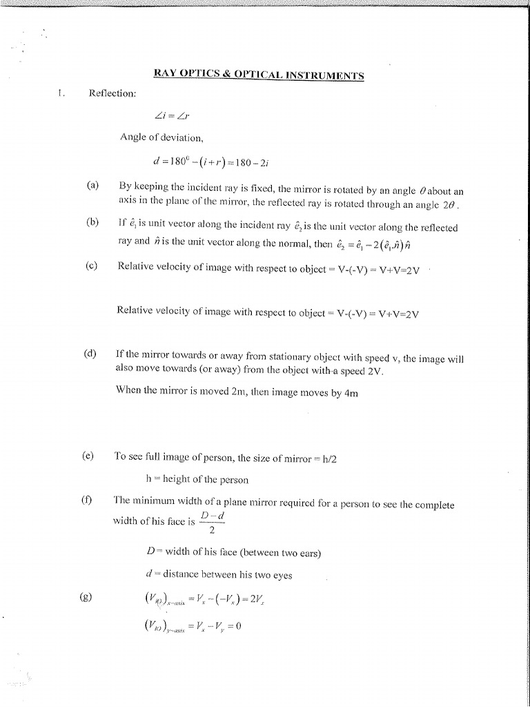 Ray Optics 1 | PDF