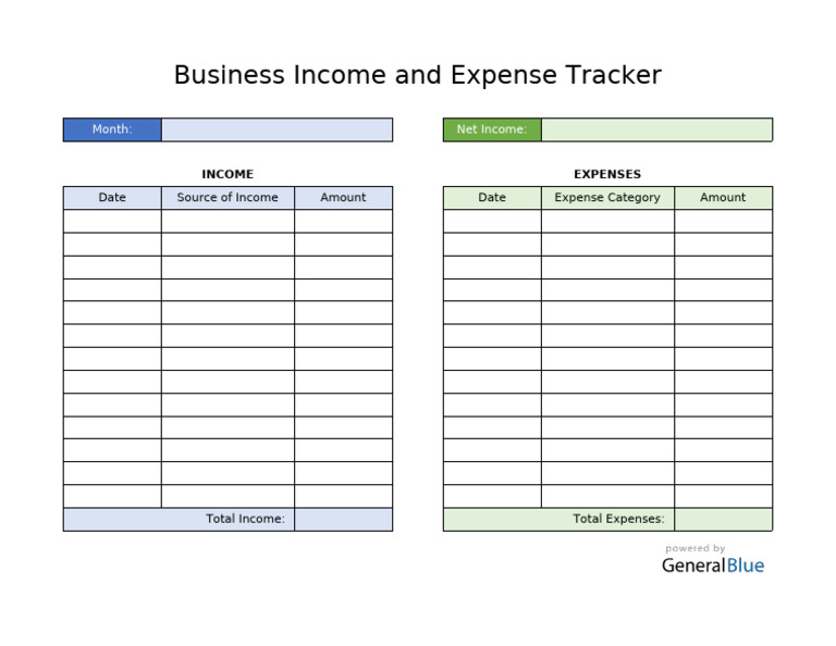Colorful Free Business Income and Expense Tracker | PDF
