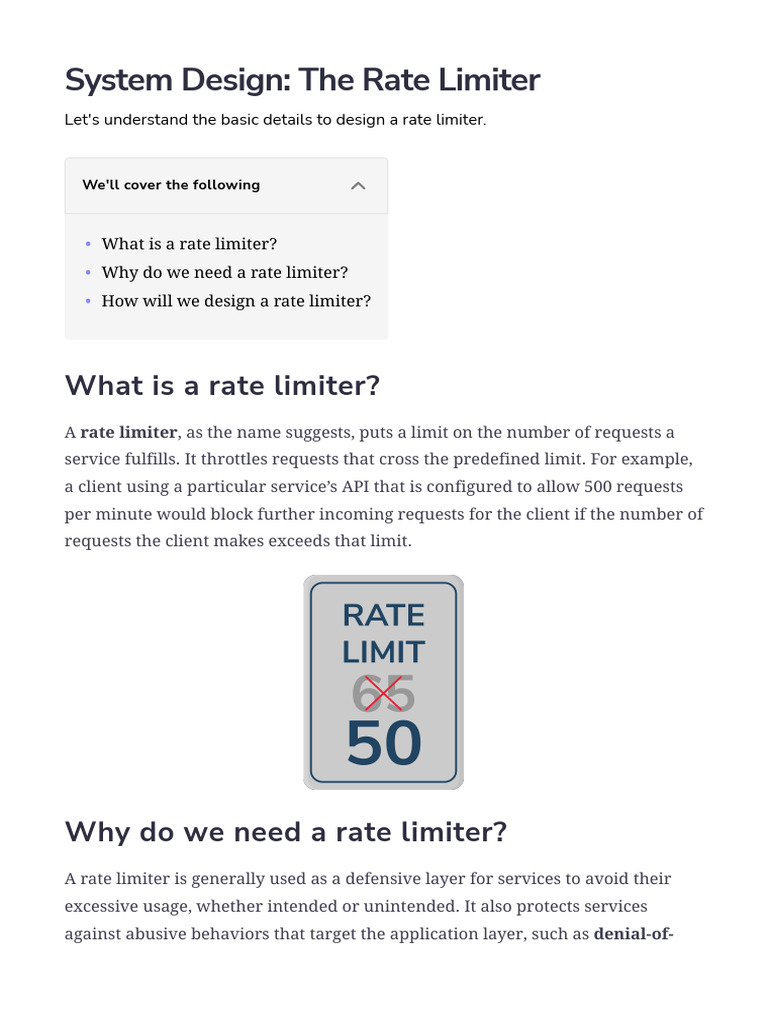 Designing a Rate Limiter System | PDF | Load Balancing (Computing ...