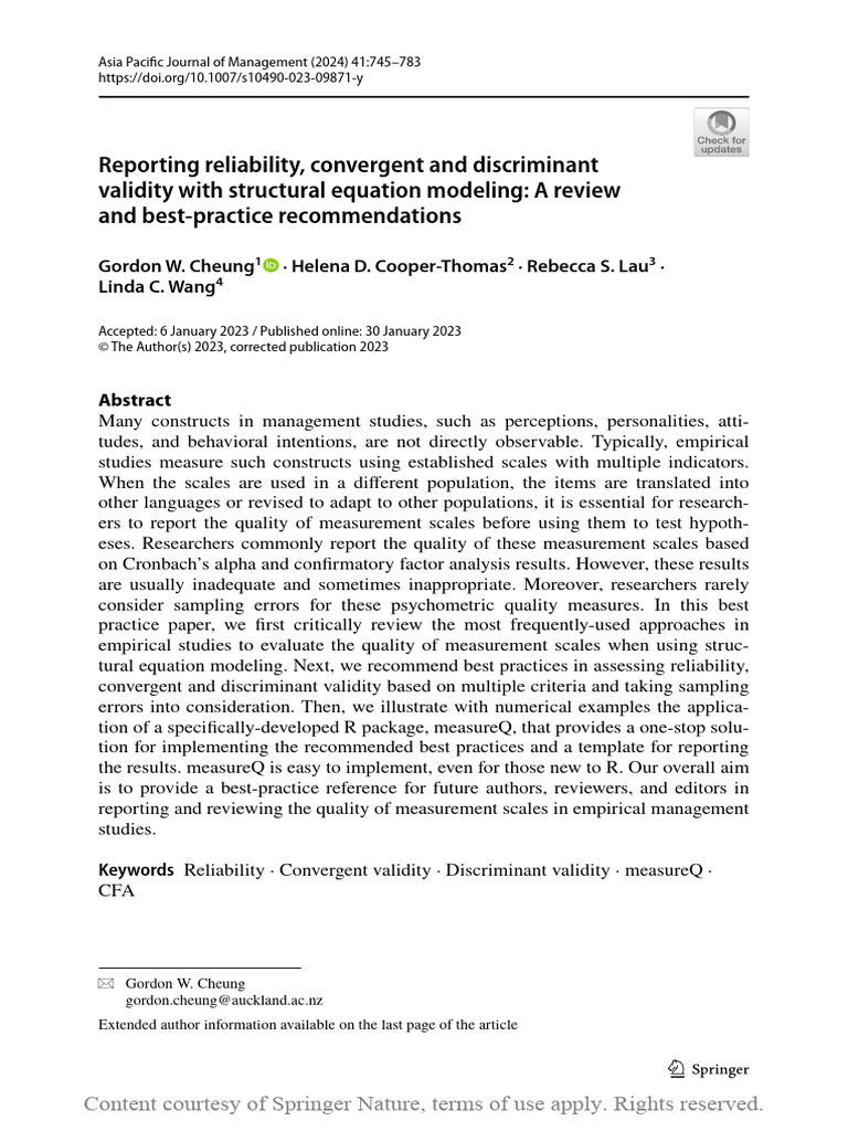 Best Practices for Measurement Validity | PDF | Cronbach's Alpha ...