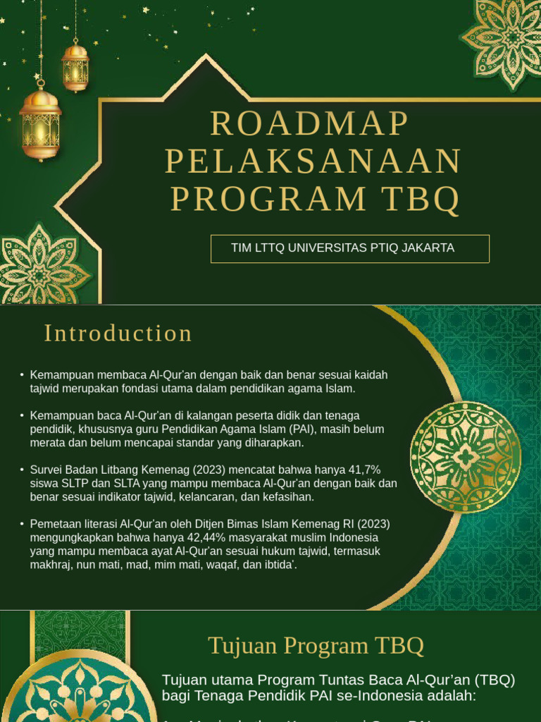 Roadmap Pelaksanaan Program TBQ: Tim LTTQ Universitas Ptiq Jakarta | PDF