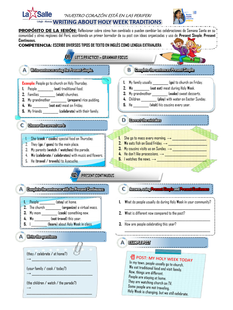 Ficha 7 - A1 - Holy Week What Might Change Over Time - 3ro. | PDF ...