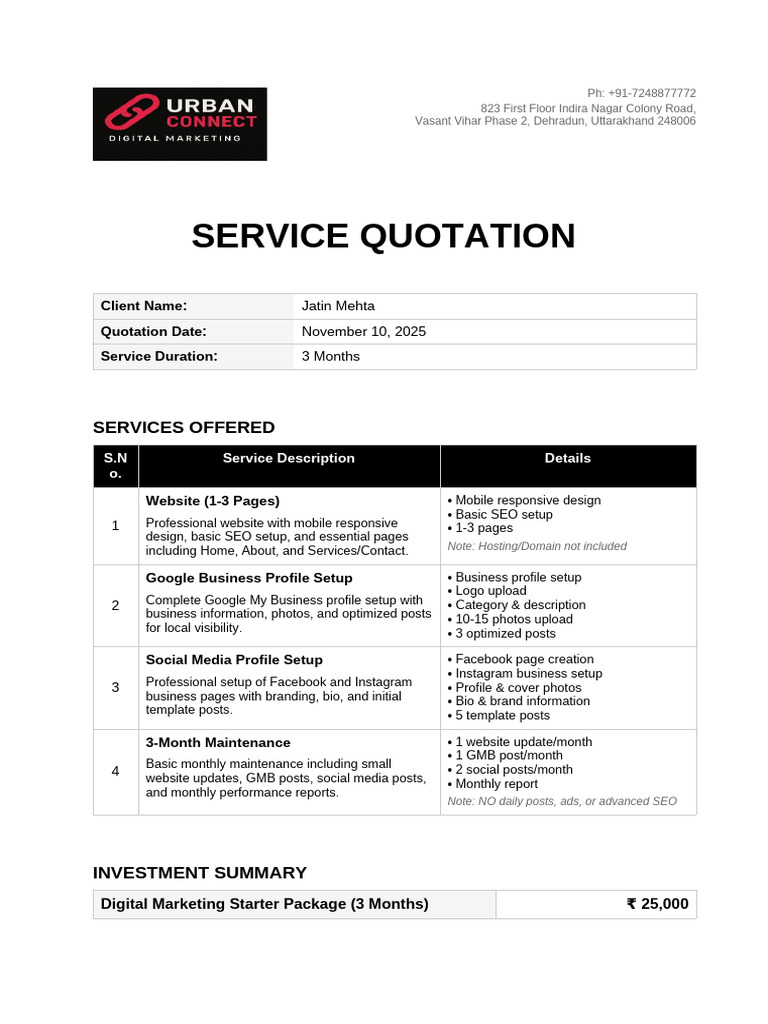 Digital Marketing Service Quotation | PDF | Search Engine Optimization ...
