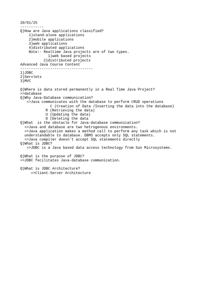 Jdbc Session 1 | PDF
