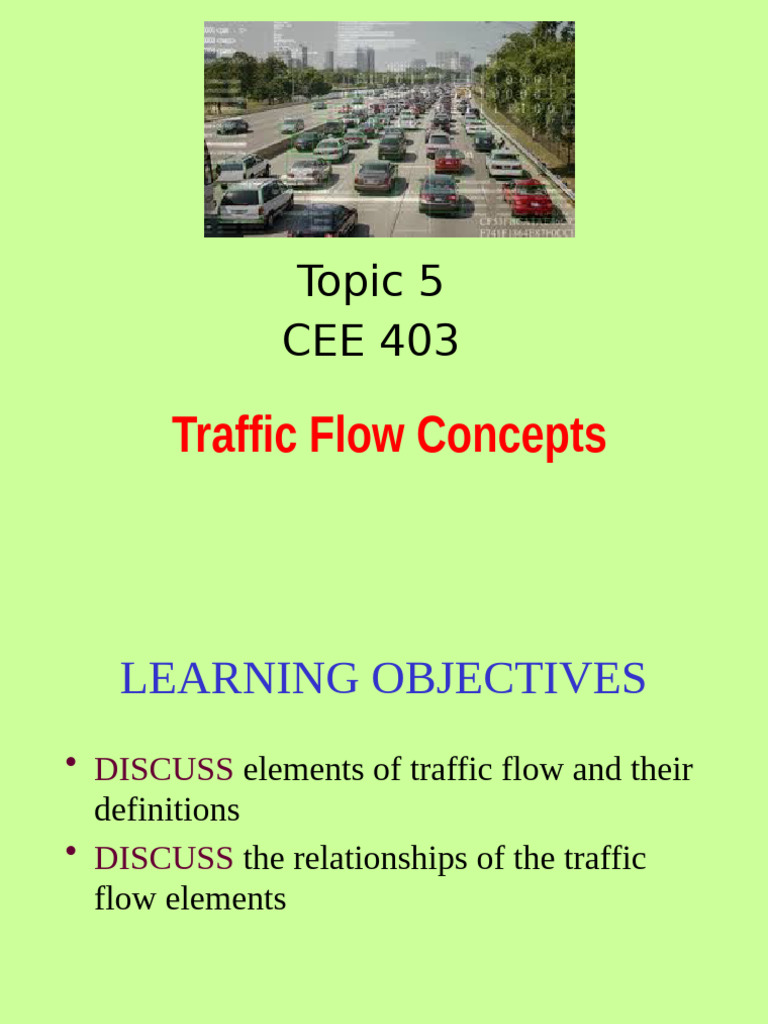 Traffic Flow Analysis and Concepts | PDF | Traffic | Transport