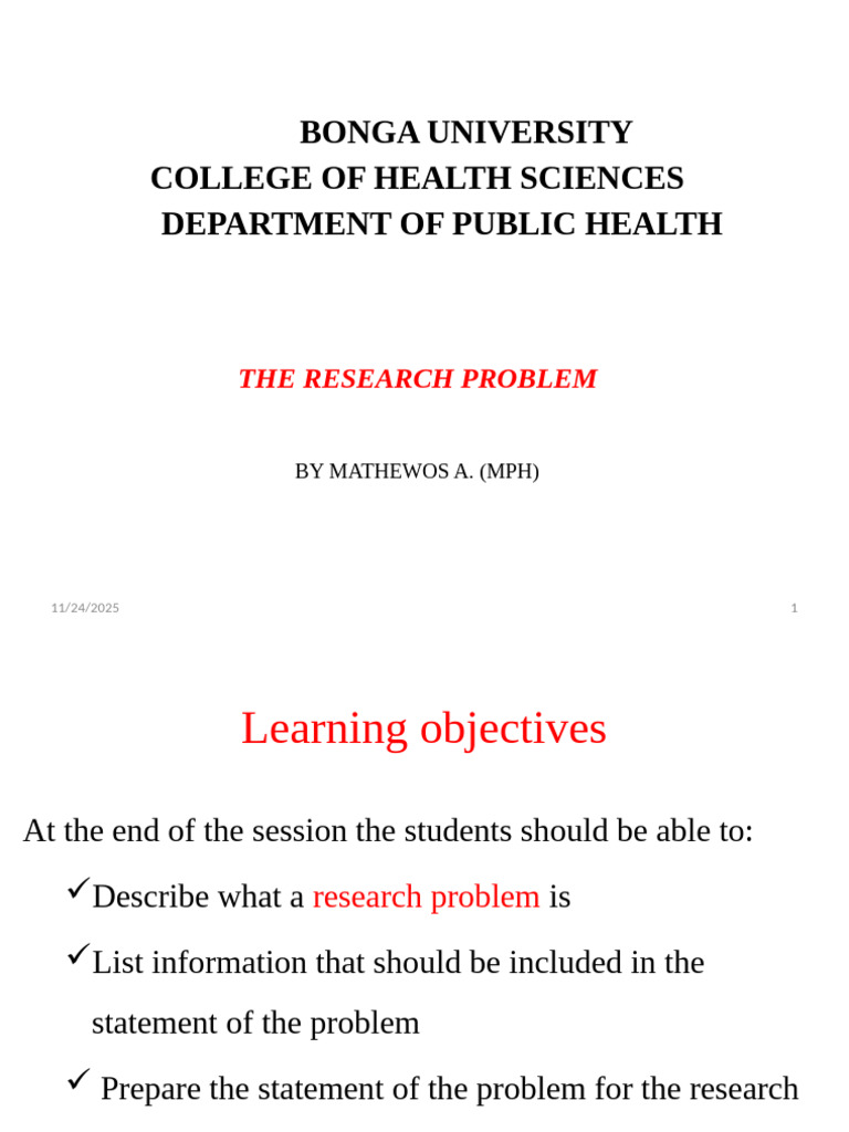 Understanding Research Problems in Public Health | PDF | Psychological ...