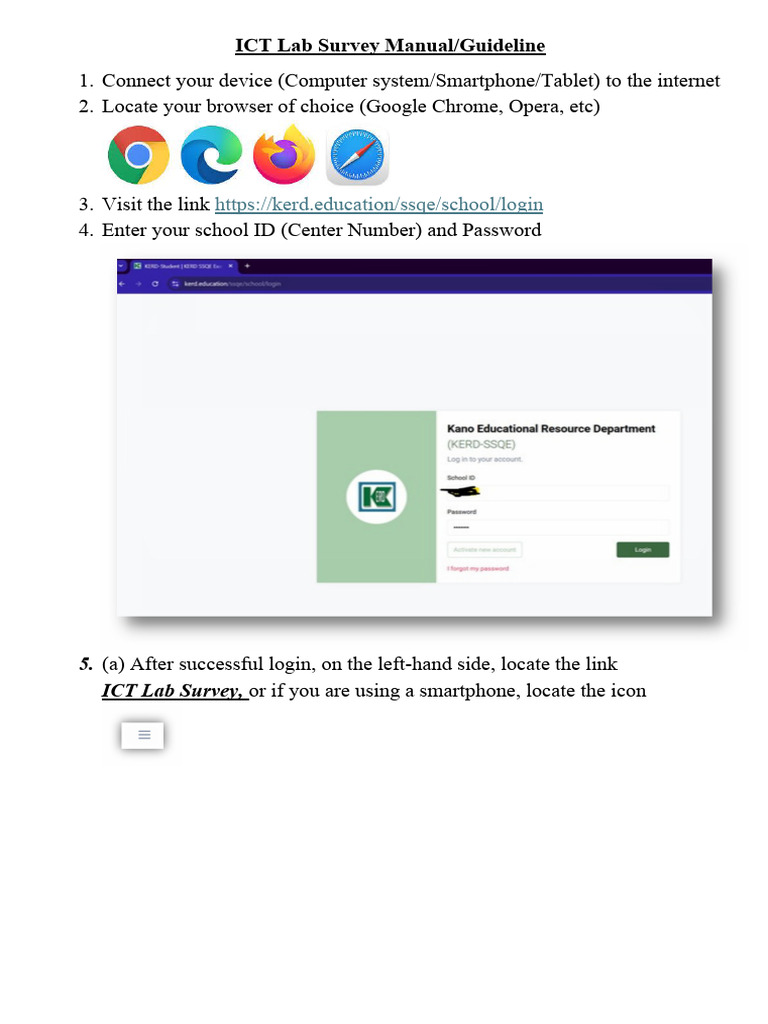 ICT Lab Survey Instructions Guide | PDF