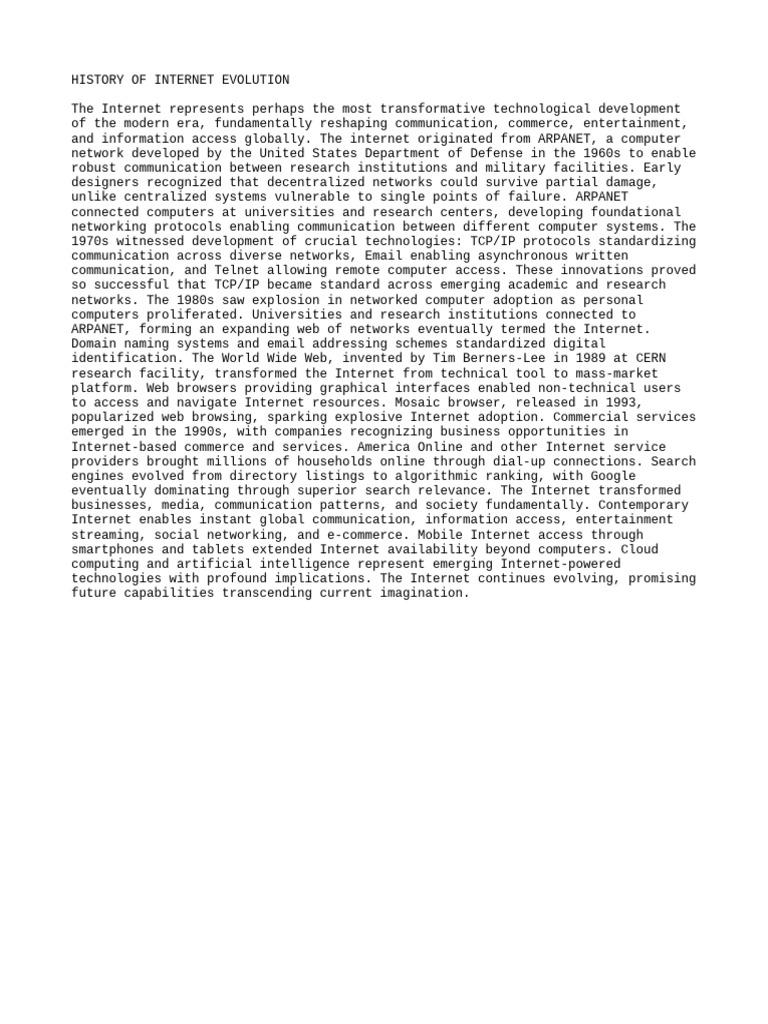 Evolution of the Internet History | PDF | Internet | World Wide Web