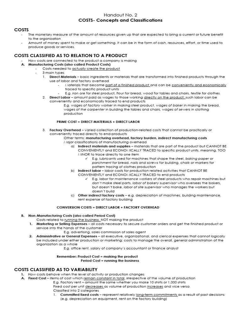 Understanding Cost Concepts and Classifications | PDF | Expense | Cost
