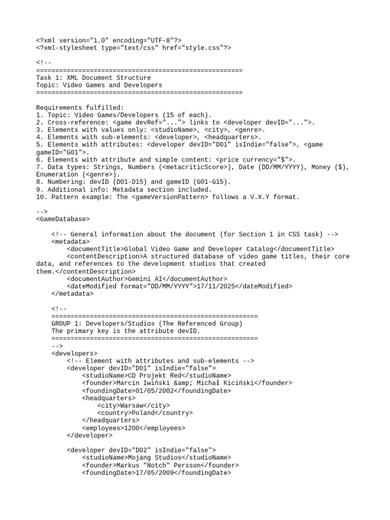 Video Game Developer Database XML | PDF | Video Games | Gaming