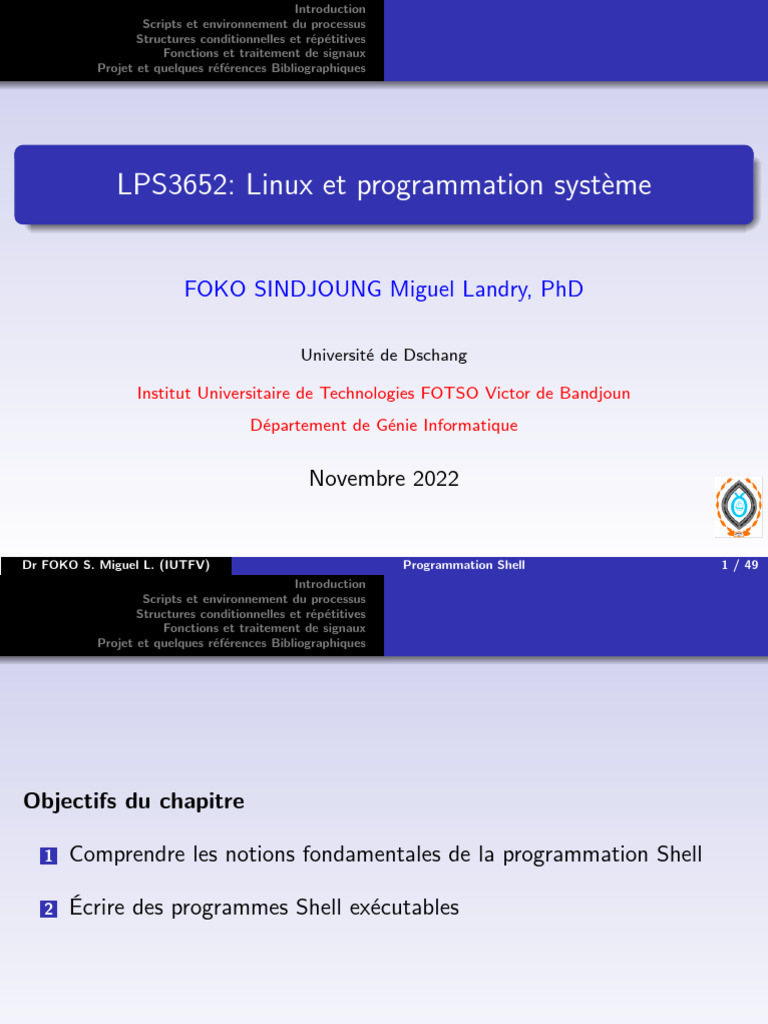 Introduction à la Programmation Shell | PDF | Structure de contrôle ...