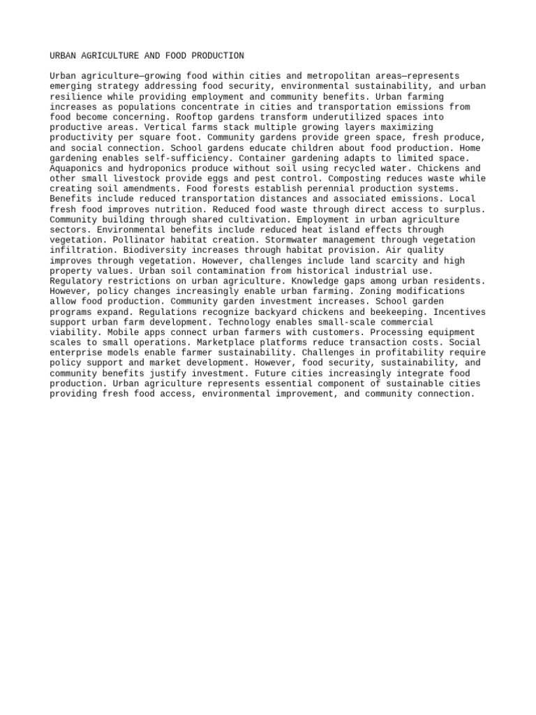 Urban Agriculture: Enhancing Food Security | PDF | Urban Agriculture ...
