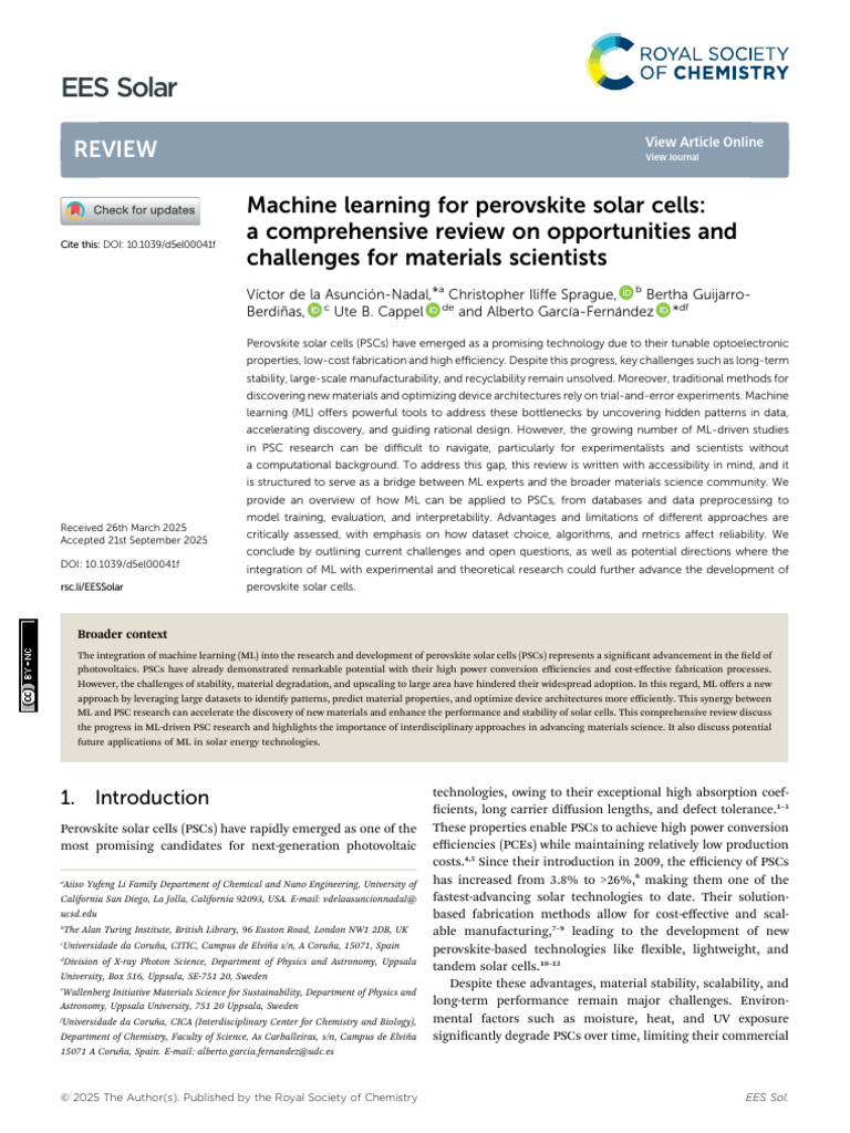 EES Solar: Review | PDF | Solar Cell | Physical Sciences
