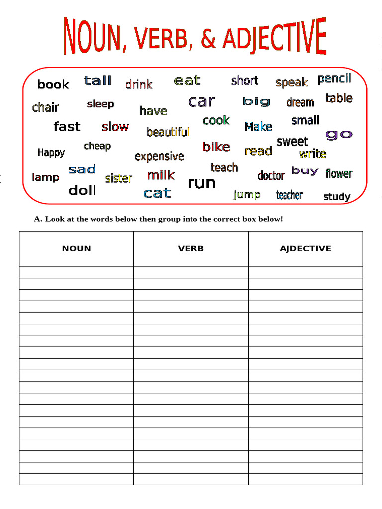 Noun Verb and Adjective 165101 | PDF