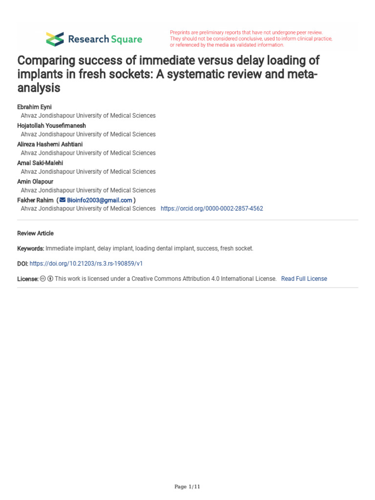 2022 - Comparing Success of Immediate Versus Delay Loading of Implants ...
