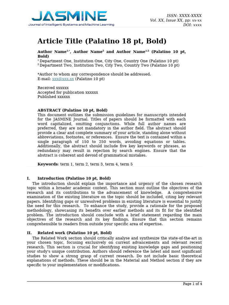 JASMINE Microsoft Word Template | PDF | Abstract (Summary) | Algorithms