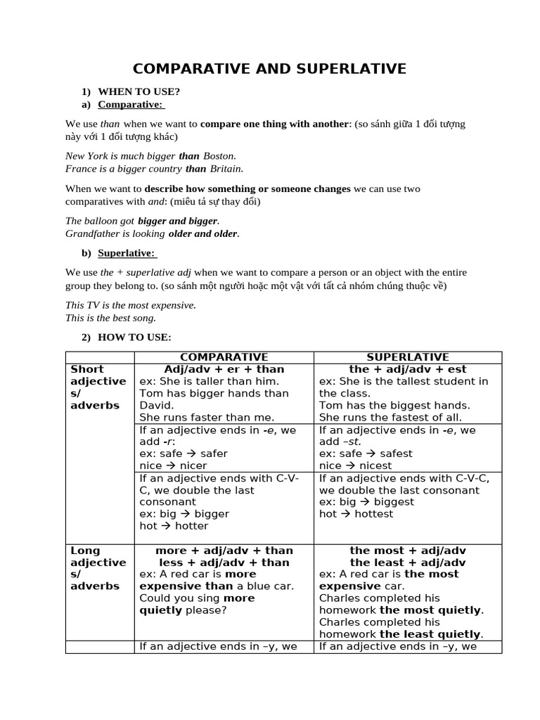 Comparative and Superlative Usage Guide | PDF | Adjective | Linguistics