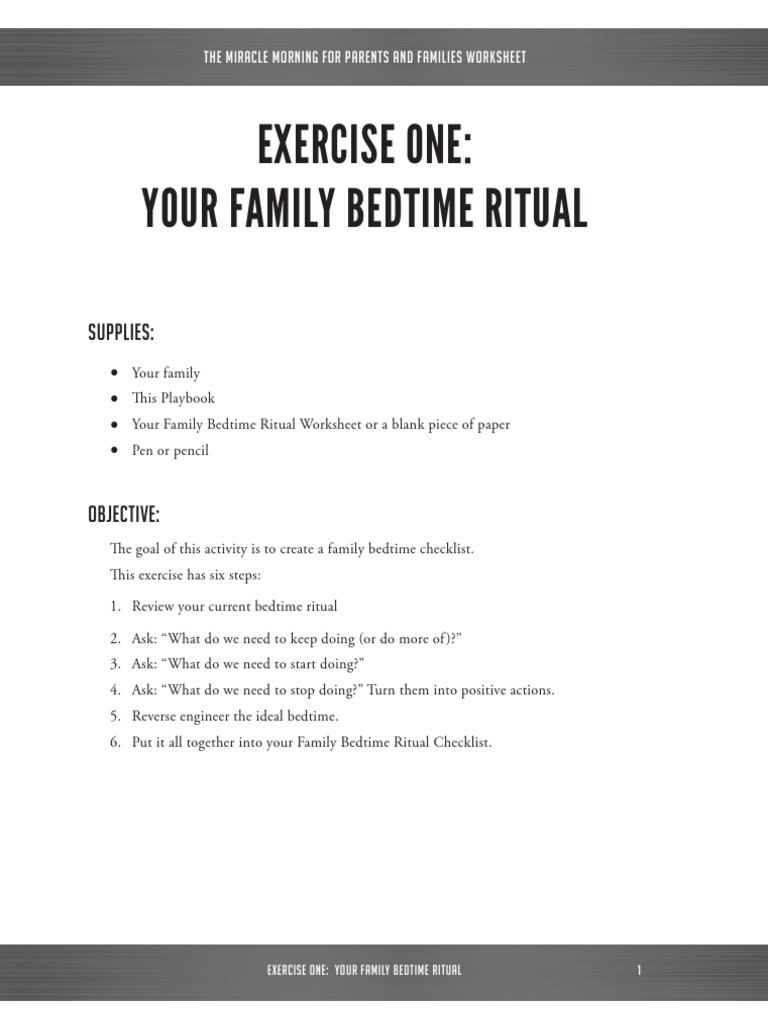 Family Bedtime Ritual Checklist Guide | PDF | Goal | Thought