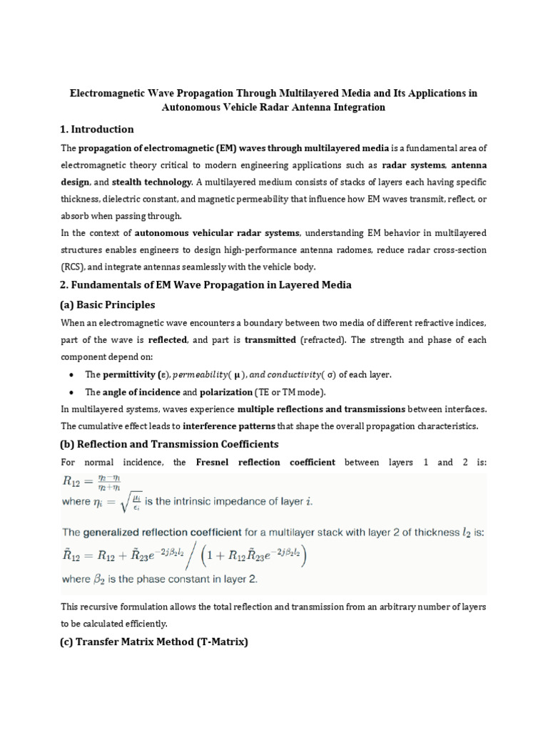 Electromagnetic Wave Propagation Through Multilayer | PDF | Antenna ...