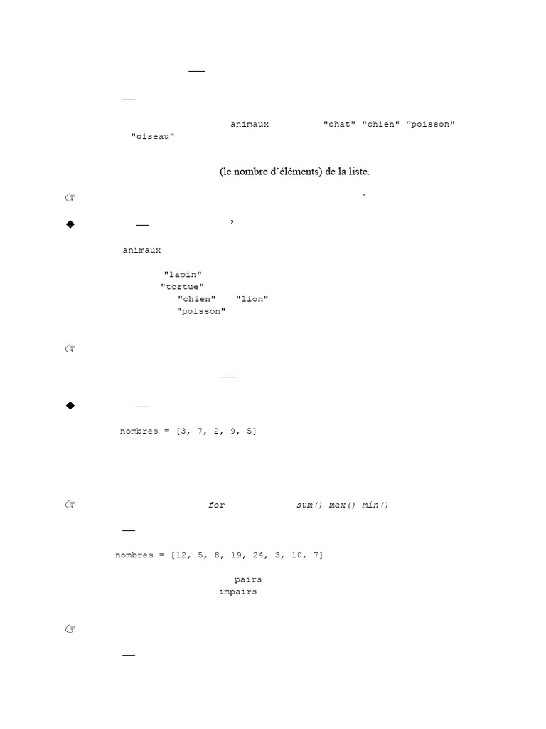 Exercices pratiques sur les listes en Python | PDF