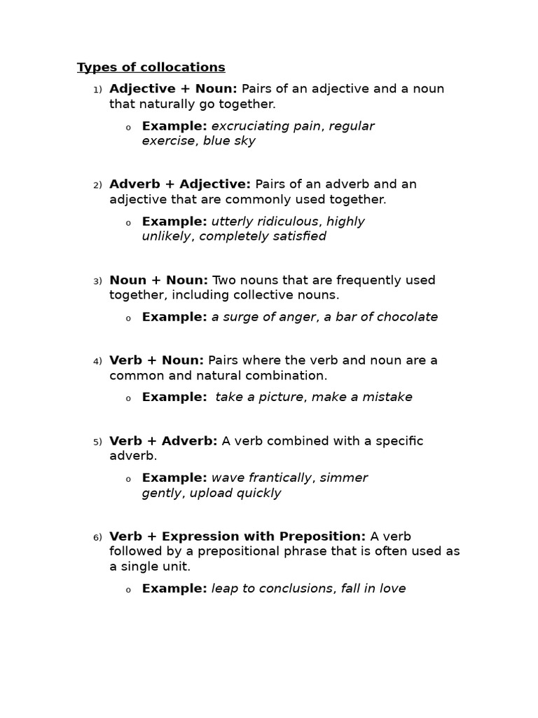 Types of Collocations | PDF