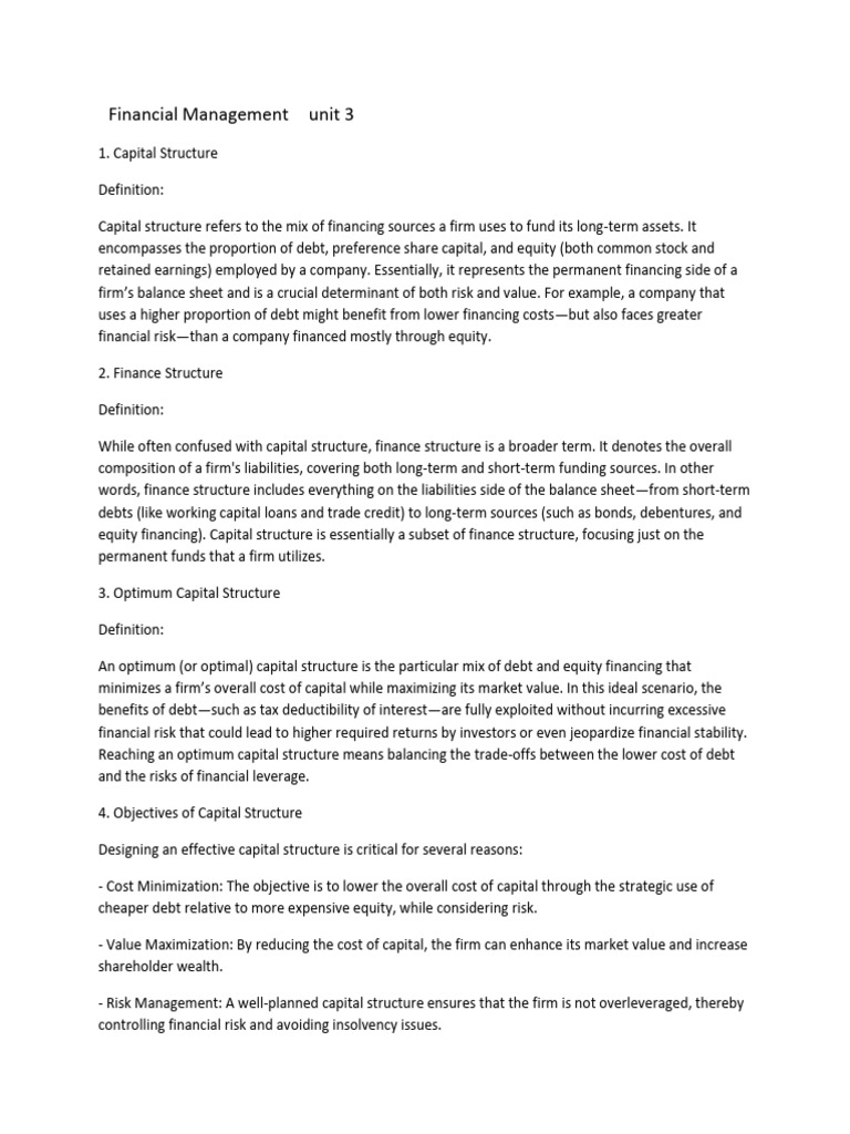 Financial Management Unit 3 | PDF | Net Present Value | Capital Structure