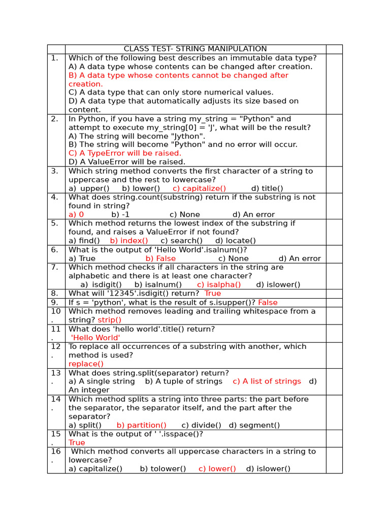Class Test - Cs | PDF