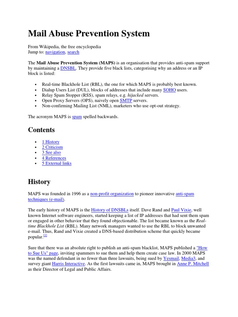 Overview of Mail Abuse Prevention System | PDF | Internet Ethics | Email