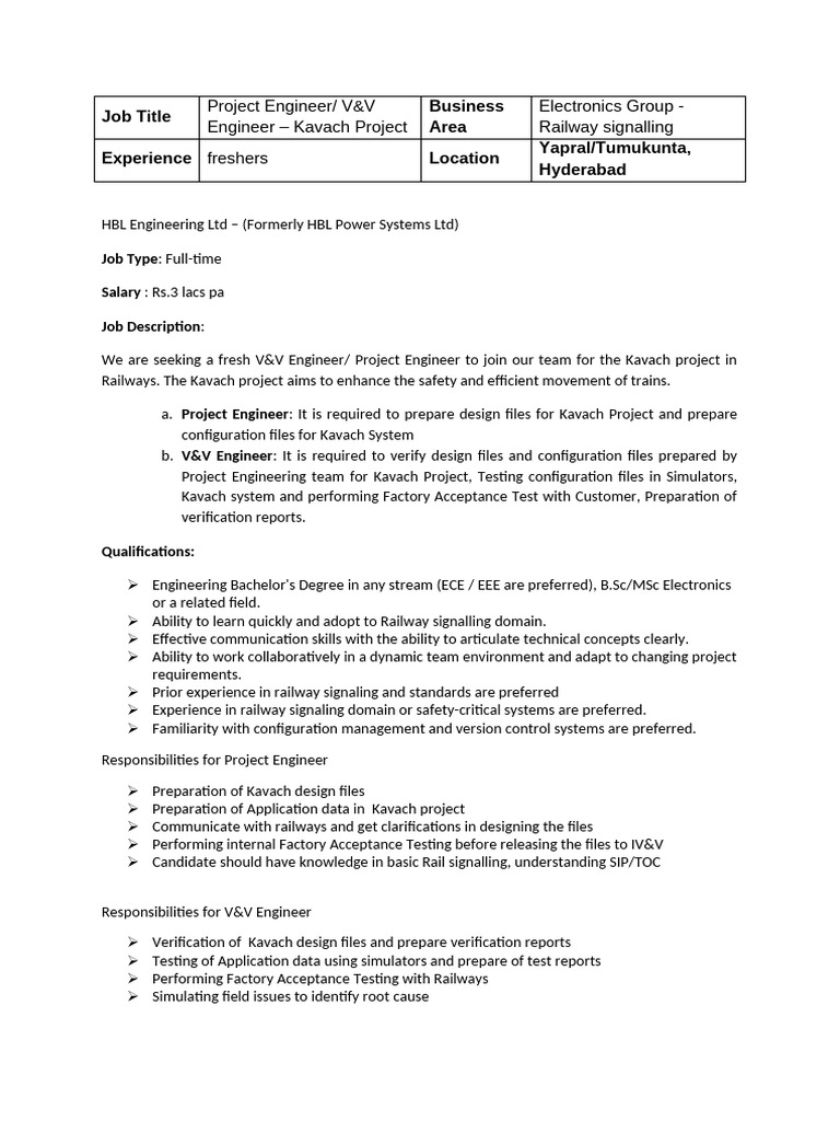 JD For PE and Verification &validation Engineer | PDF | Verification ...