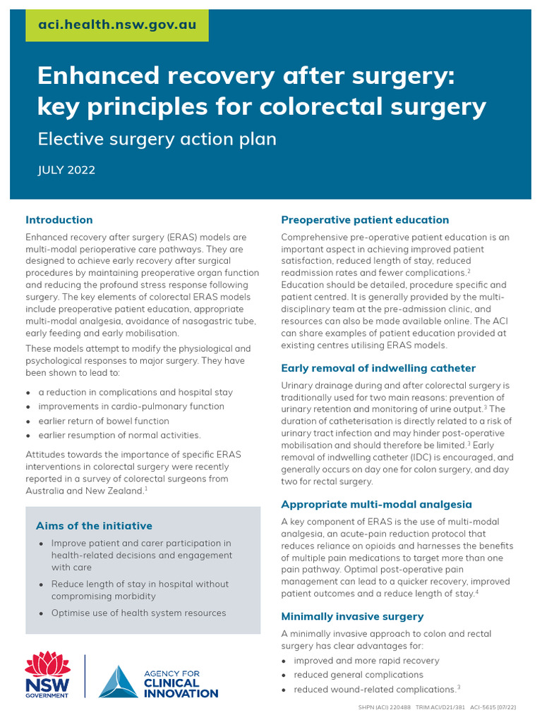 Colorectal Surgery ERAS Principles Guide | PDF | Colorectal Cancer ...