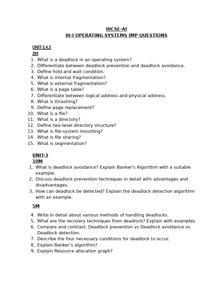 Os Imp Questions For Mid-2 | PDF