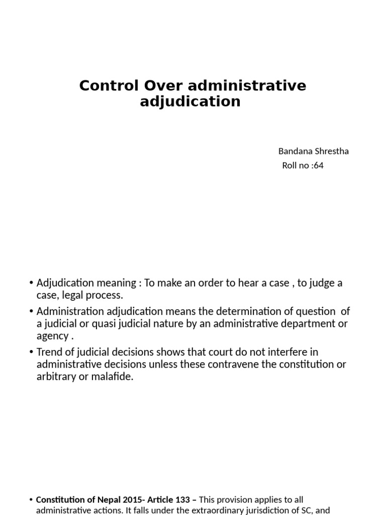 Administrative Adjudication in Nepal | PDF | Jurisdiction | Constitution
