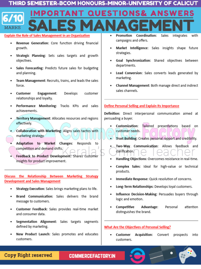 Sales Management: Key Roles and Strategies | PDF | Sales | Marketing