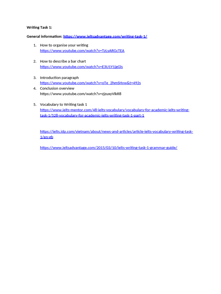 IELTS Writing Task 1 Guide | PDF