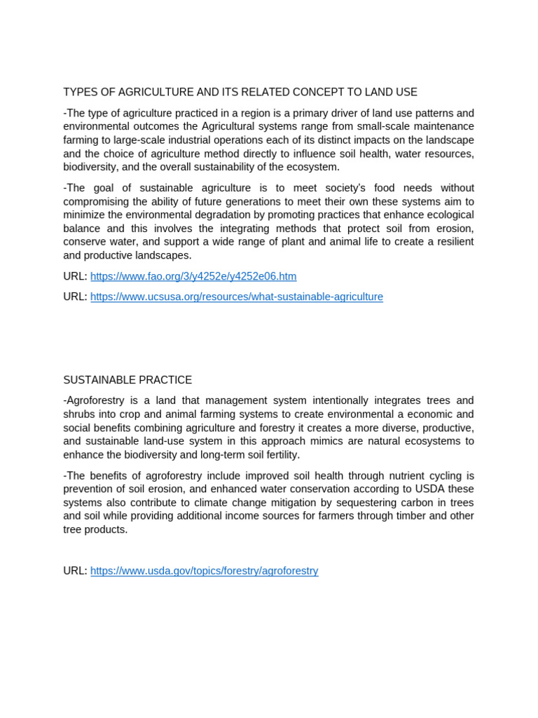 Types of Agriculture and Land Use Impact | PDF | Agriculture ...